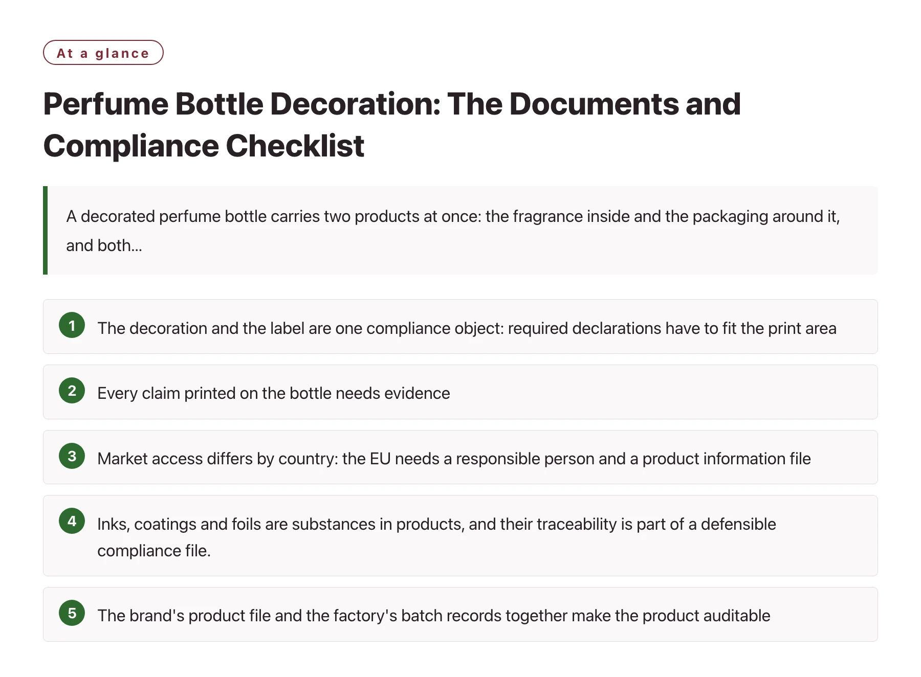 Perfume Bottle Decoration: The Documents and Compliance Checklist——全文要点速览